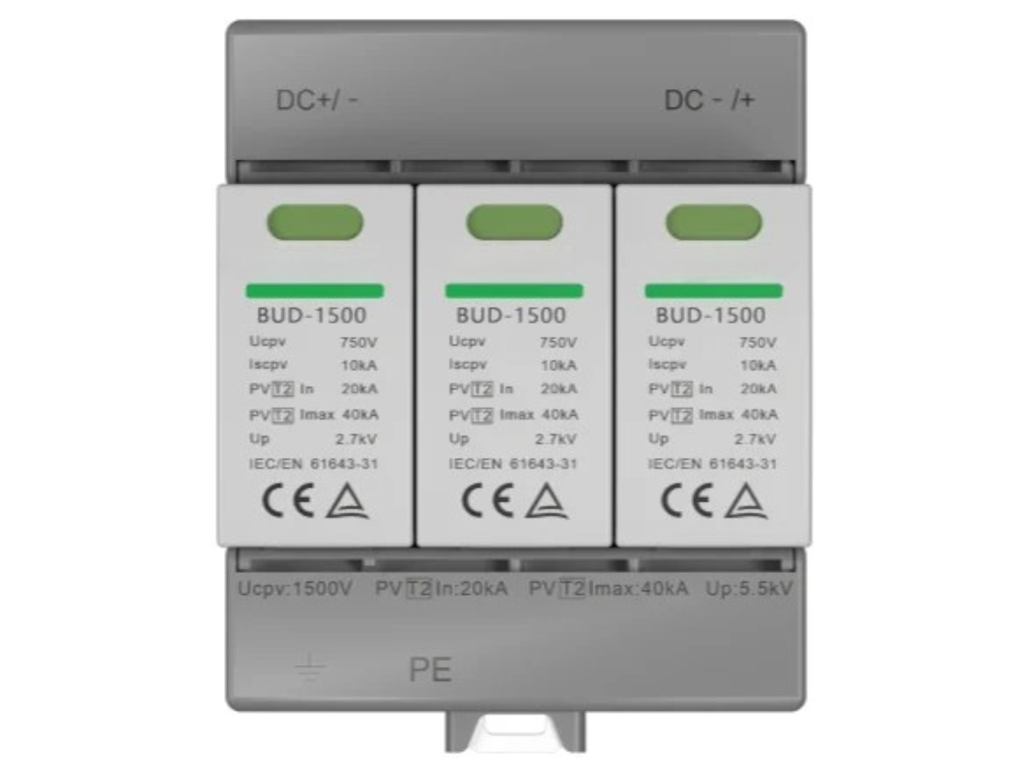 1500V DC Tipo 2 PV PROVENÇO DE PROTEÇÃO DE PROTEÇÃO | IEC/EN 61643-31: 2018